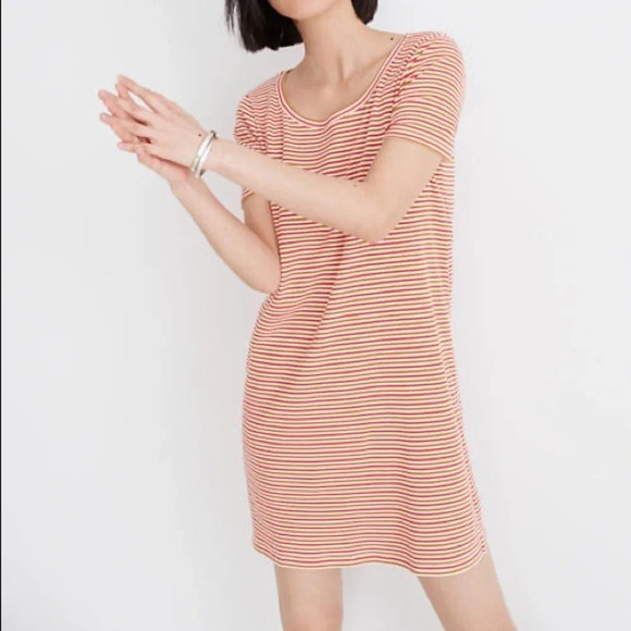 Madewell Swingy Striped Ribbed Tee Shirt Dress - Size Large - Picture 1 of 6